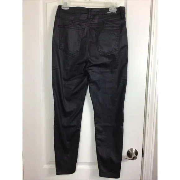Kendall + Kylie Coated Black Kontour High Rise Pants, Sz 13/31 NWT - Picture 3 of 9